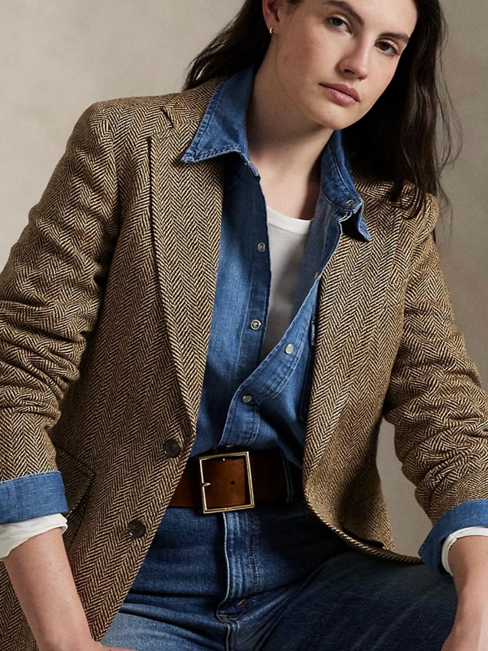 Ralph Lauren Herringbone Wool Blazer - Women